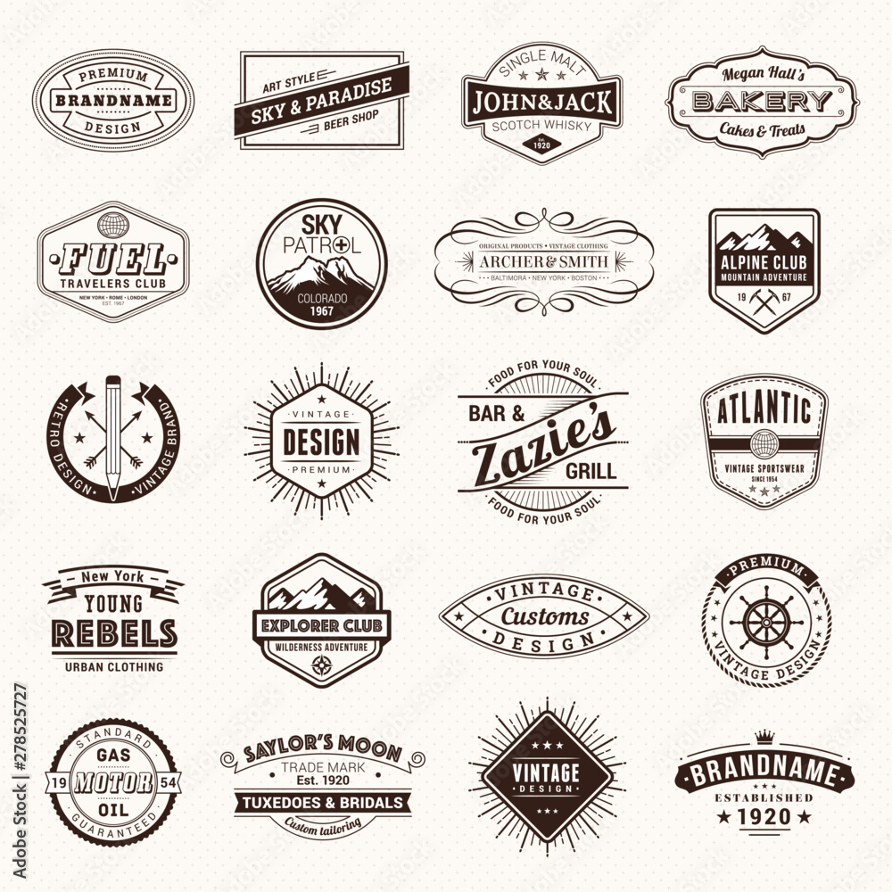 Vintage Retro Logos Labels vector. Typography Logo. Stock Vector ...