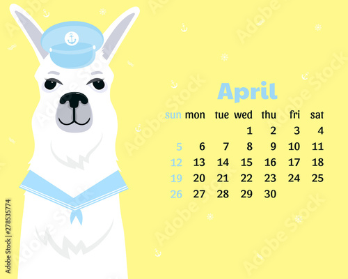 April 2020 Year Template Calendar 2020 Stock Vector Royalty Free
