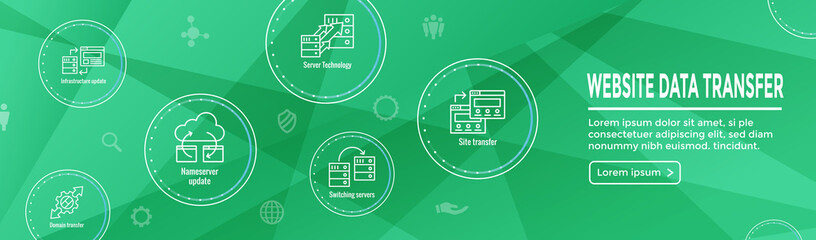 Wall Mural - Website Data Transfer Icon Set and Web Header Banner