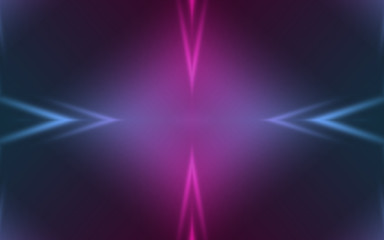 Dark abstract futuristic background. Neon lines, glow. Neon lines, shapes. Pink and blue glow