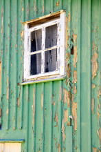 Green Flaked Paint On Old Facade