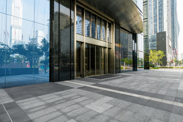 Leinwandbilder - Panoramic skyline and buildings with empty concrete square floor in shenzhen,china