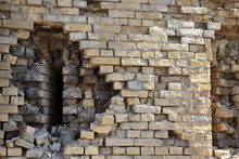 View Of The Broken Brick Wall Near The Fortress