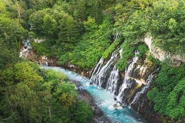 Wall Mural - Shirahige waterfall biei river in summer