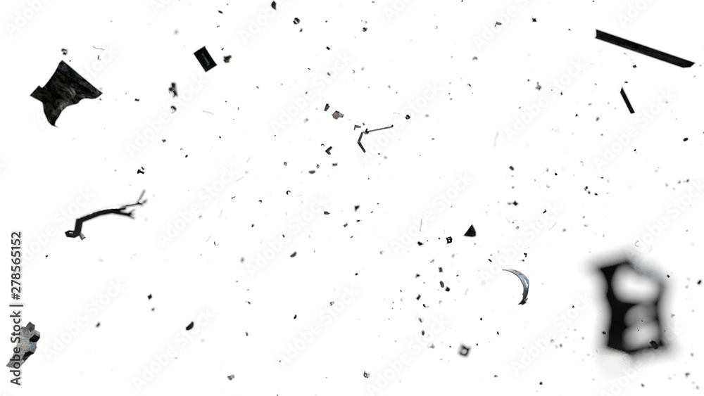 space debris in Earth orbit, dangerous trash isolated on white background  - obrazy, fototapety, plakaty 