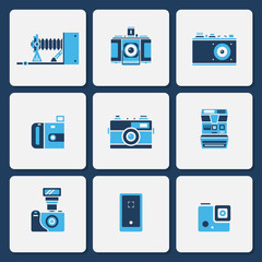 Wall Mural - Isolated camera icons in two color shape vector set