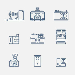 Wall Mural - Thin outline camera icons