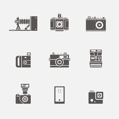 Wall Mural - Isolated camera icons in grey shape vector set