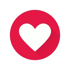 Poster - Vector heart icon, concept design for interface, web, app and more. Heart, icon in red round shape.