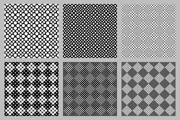 Poster - Geometrical abstract seamless circle pattern background design set - vector graphic
