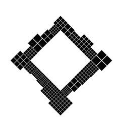 Poster - Black and white diagonal square badge background - abstract modern geometrical vector graphic with blank space in the center