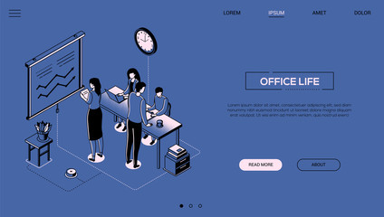 Aufkleber - Office life - line design style isometric web banner