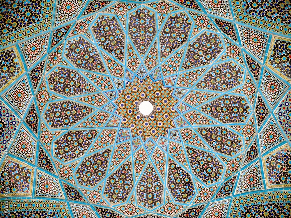 moroccan mosaic decoration. Traditional Arabic Islamic motif Background. Mosque decoration element - obrazy, fototapety, plakaty 