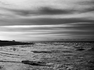 Wall Mural - Sunrise On The Gulf of Mexico B&W