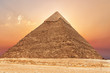 Sunset in Giza and the Pyramid of Khafre, Egypt