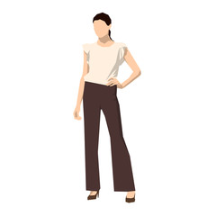 Wall Mural - Young businesswoman standing with hand on hip, geometric flat design vector illustration