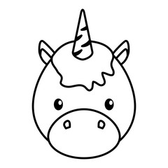 Canvas Print - cute little unicorn baby head character