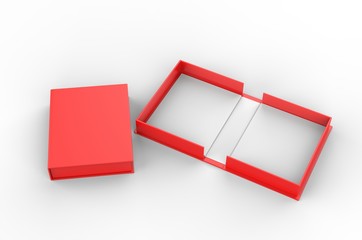 Wall Mural - Blank clam shell box for branding mock up. 3d render illustration.