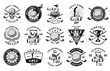 Big set of fifteen golf vector monochrome emblems