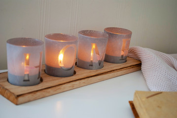 Canvas Print - decor on the table. candle holders home