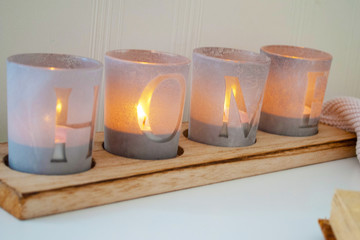 Canvas Print - decor on the table. candle holders home