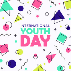 Wall Mural - Happy youth day card of abstract retro 90s party