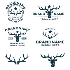 deer vintage logo design template bundle