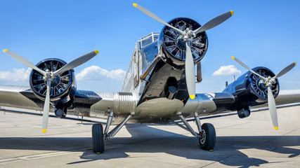 Wall Mural - historical aircraft on an airfield