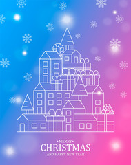 Wall Mural - Christmas and New Year card of colorful city