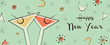 New Year banner of vintage mid century party drink
