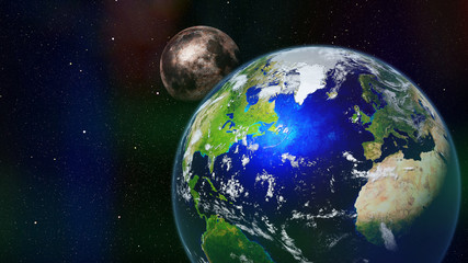 Wall Mural - planet earth with the moon