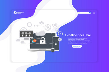 Wall Mural - flat design website landing page vector template