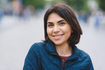 Sticker - pretty smiling woman with hazel eyes