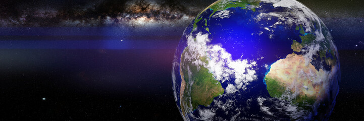 Wall Mural - planet earth, the blue planet and the milky way galaxy