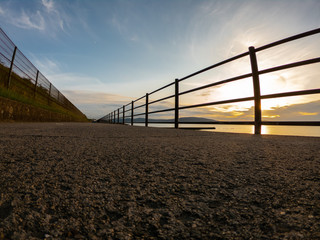 Wall Mural - Beautiful colorful sunset above coast of Irish Sea in Holywood Northern Ireland. 