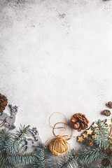 christmas background with christmas tree, copy space for text.
