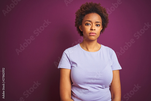 Young Beautiful African American Woman With Afro Hair Over