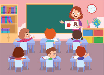teacher with student vector illustration isolated