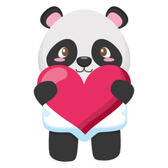 Poster - cute little bear panda with heart love