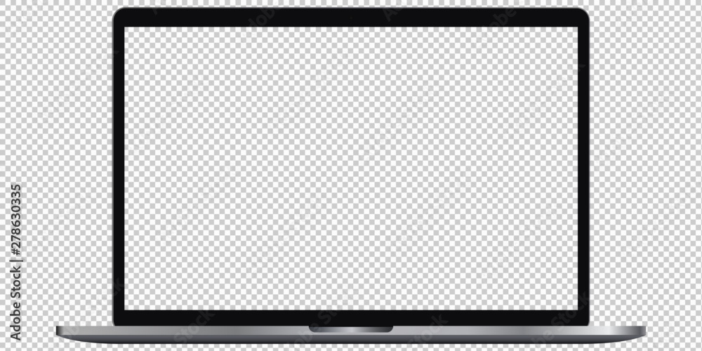 Computer Mock Up Ransparent Laptop mockup with transparent screen. Brand new Modern computer vector ...