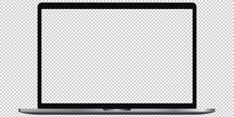 Laptop mockup with transparent screen. Brand new Modern computer vector illustration, ideal for websites, ui/ux and product presentation.