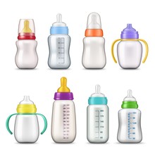 Baby Milk Feeding Bottles 3d Mockup Templates