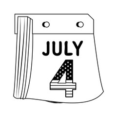 Sticker - usa independence 4th july cartoon in black and white