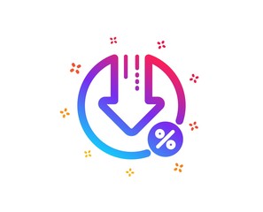 Aufkleber - Loan percent decrease icon. Discount sign. Credit percentage symbol. Dynamic shapes. Gradient design loan percent icon. Classic style. Vector