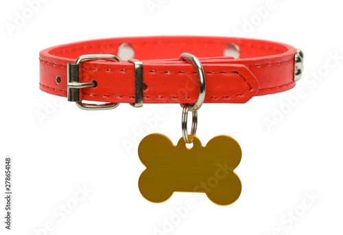 Fotografía Red Dog Collar and Tag Cut Out