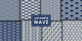 Japanese wave seamless pattern collection, Abstract background, Decorative wallpaper.