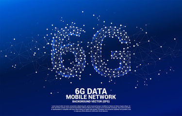 Poster - Vector Polygon dot connect line shaped 6G mobile network. Concept for mobile phone data technology.