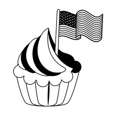 Canvas Print - usa independence 4th july cartoon in black and white