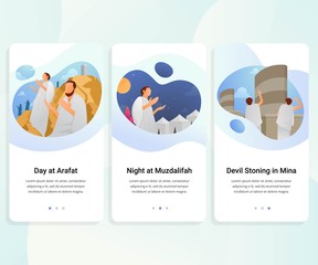 hajj guide step by step user interface kit. vector illustration