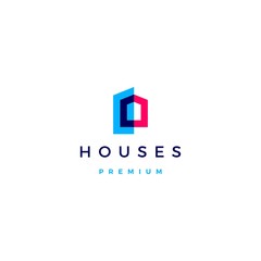 Sticker - house home architect mortgage facade logo vector icon illustration overlapping style